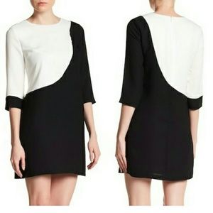 Cece black white color block dress